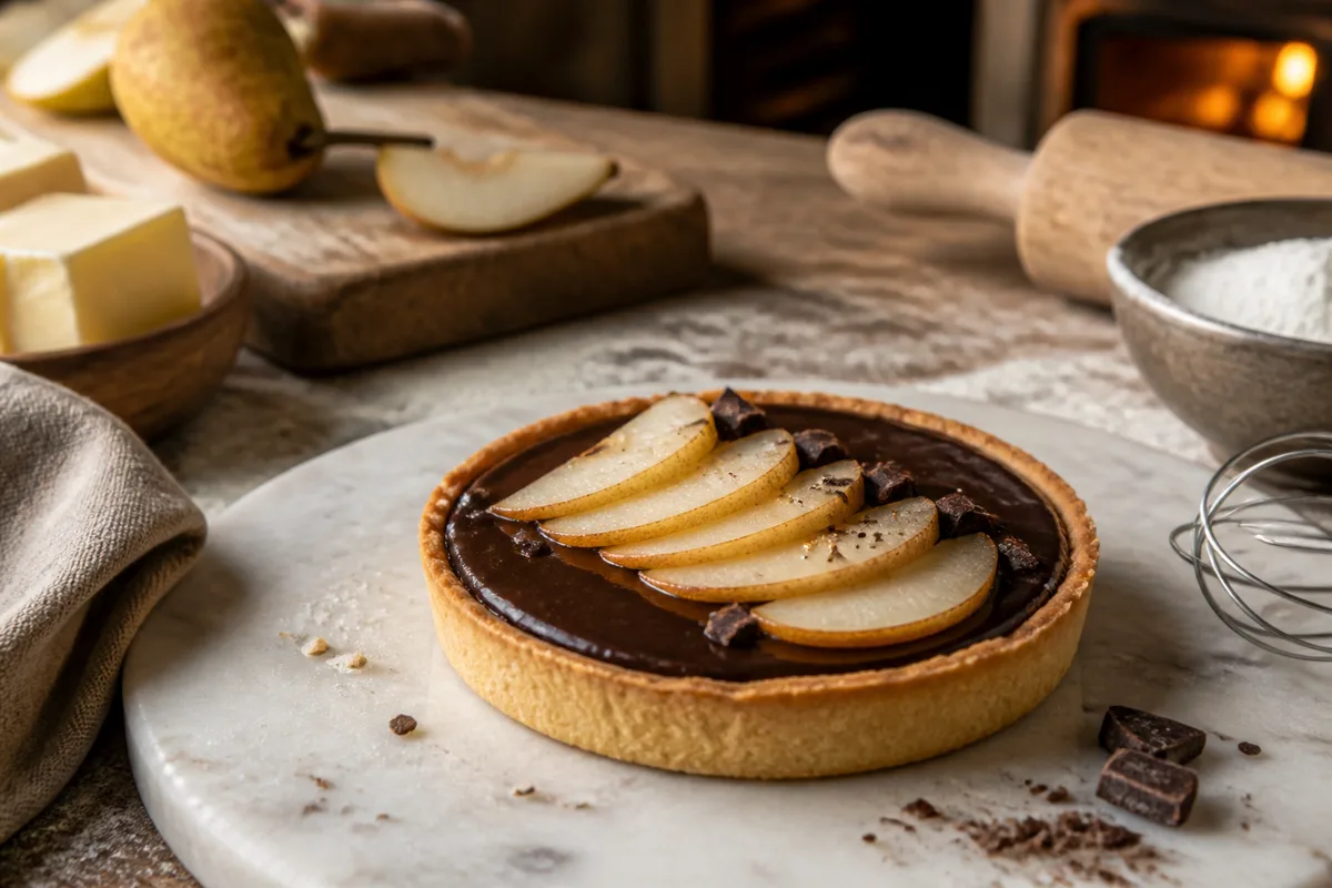 La tartelette poire-chocolat : réussir l'accord